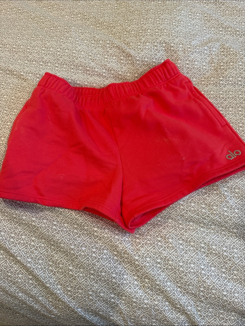 ALO Yoga Bright Red Women's Athletic Shorts with Elastic Waist